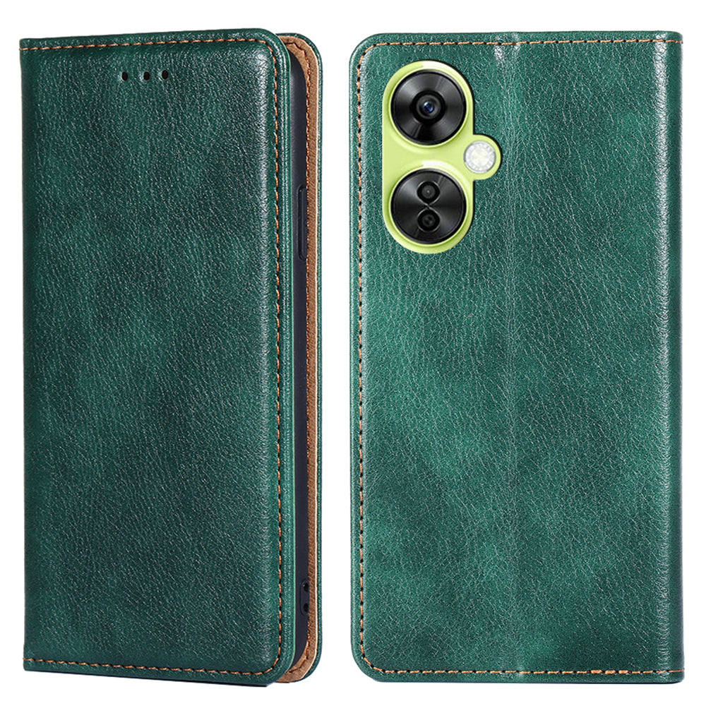 For OnePlus Nord CE 3 Lite 5G / Nord N30 5G Magnetic Closure Cover PU Leather Solid Color Wallet Smartphone Case with Stand