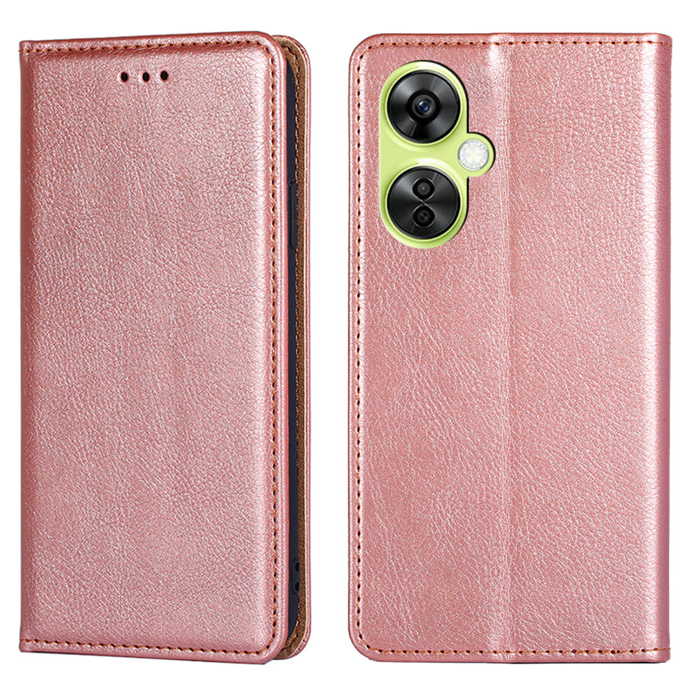 For OnePlus Nord CE 3 Lite 5G / Nord N30 5G Magnetic Closure Cover PU Leather Solid Color Wallet Smartphone Case with Stand