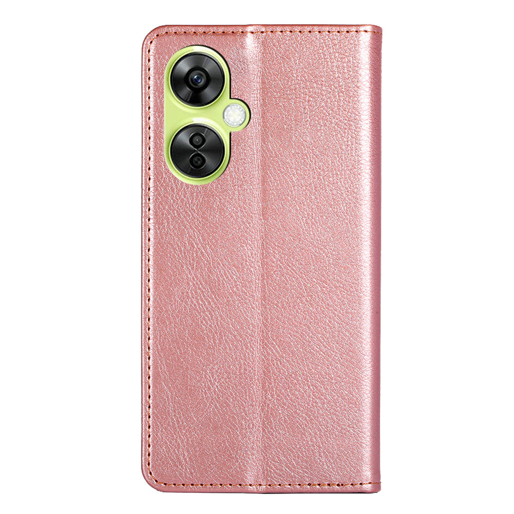 For OnePlus Nord CE 3 Lite 5G / Nord N30 5G Magnetic Closure Cover PU Leather Solid Color Wallet Smartphone Case with Stand