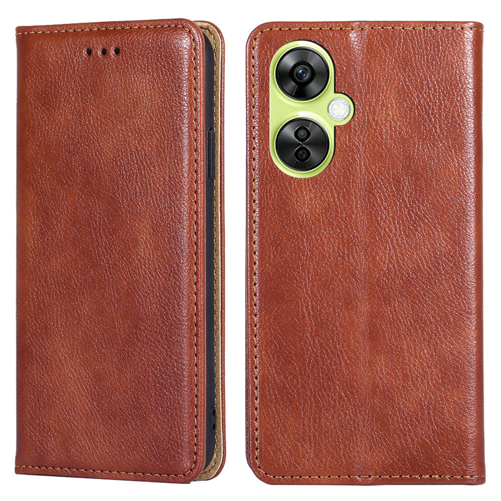 For OnePlus Nord CE 3 Lite 5G / Nord N30 5G Magnetic Closure Cover PU Leather Solid Color Wallet Smartphone Case with Stand