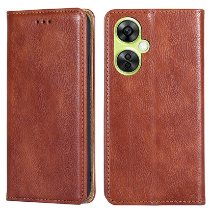 For OnePlus Nord CE 3 Lite 5G / Nord N30 5G Magnetic Closure Cover PU Leather Solid Color Wallet Smartphone Case with Stand