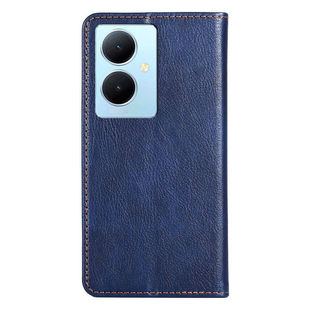 For vivo Y78+ 5G Solid Color Wallet PU Leather Case Stand Magnetic Closure Phone Cover