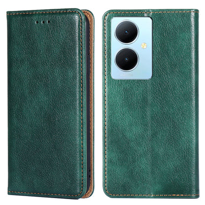 For vivo Y78+ 5G Solid Color Wallet PU Leather Case Stand Magnetic Closure Phone Cover