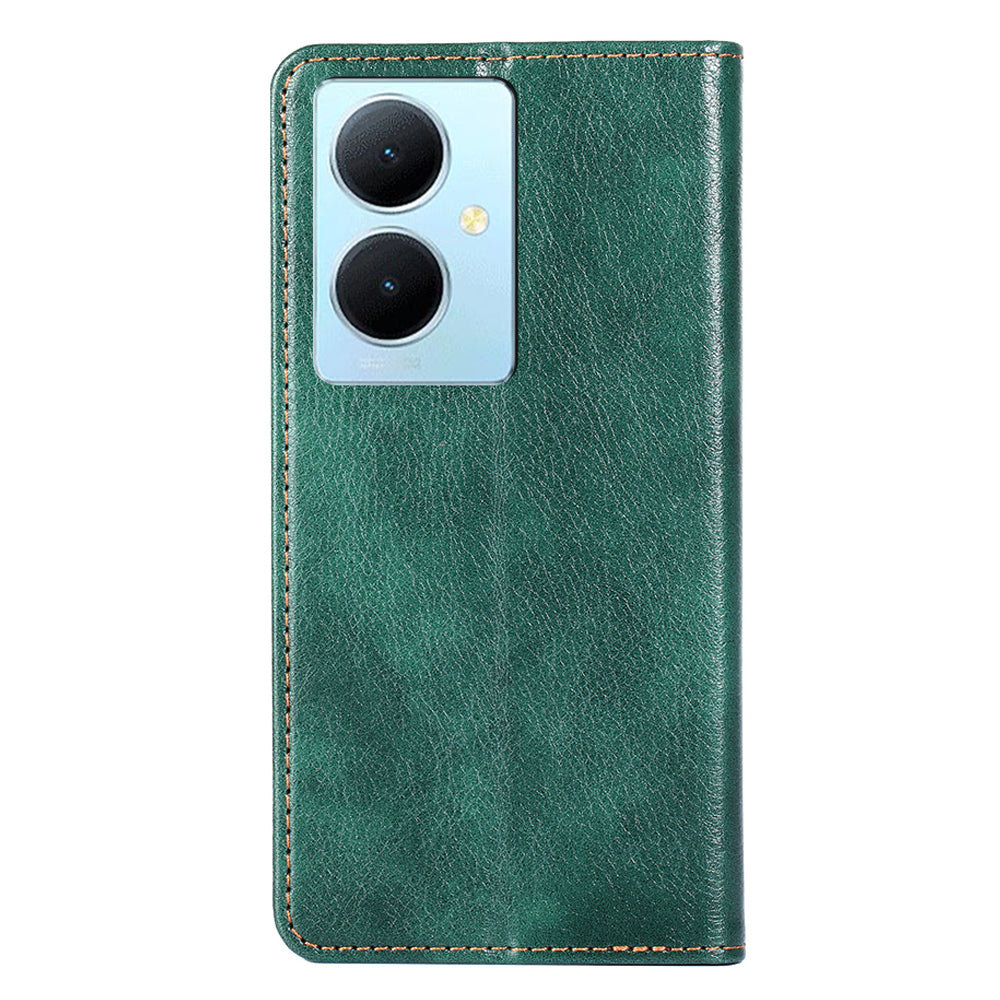 For vivo Y78+ 5G Solid Color Wallet PU Leather Case Stand Magnetic Closure Phone Cover