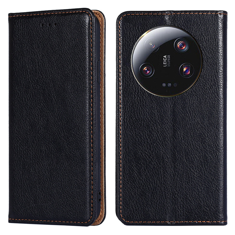 For Xiaomi 13 Ultra Wallet Phone Case PU Leather Solid Color Magnetic Closing Stand Smartphone Cover