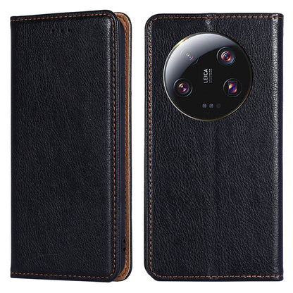 For Xiaomi 13 Ultra Wallet Phone Case PU Leather Solid Color Magnetic Closing Stand Smartphone Cover
