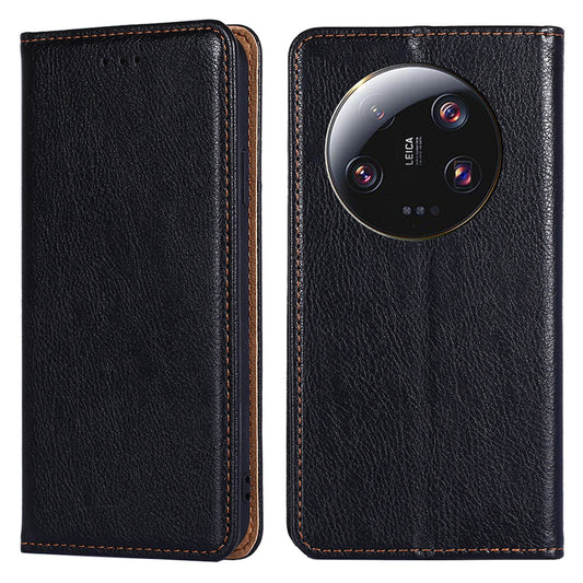 For Xiaomi 13 Ultra Wallet Phone Case PU Leather Solid Color Magnetic Closing Stand Smartphone Cover