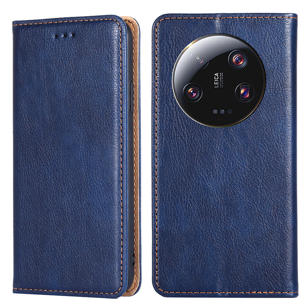 For Xiaomi 13 Ultra Wallet Phone Case PU Leather Solid Color Magnetic Closing Stand Smartphone Cover