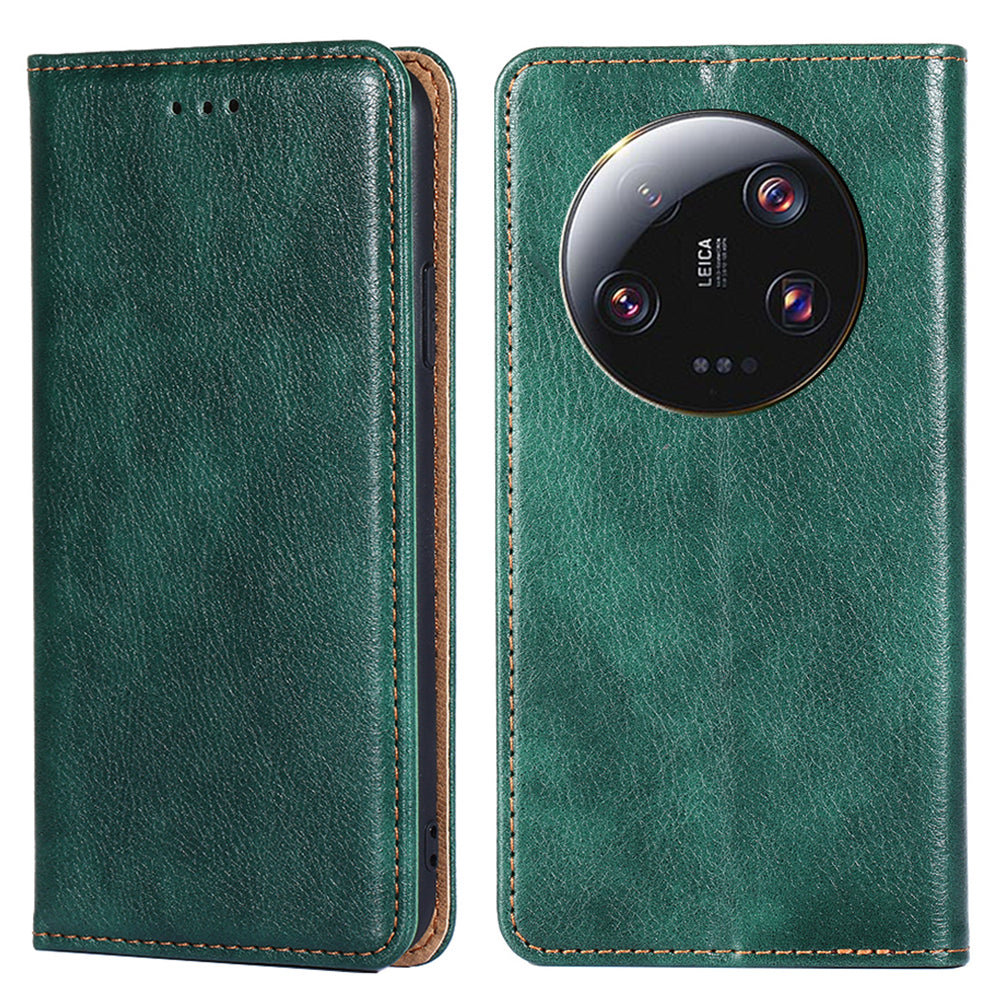 For Xiaomi 13 Ultra Wallet Phone Case PU Leather Solid Color Magnetic Closing Stand Smartphone Cover
