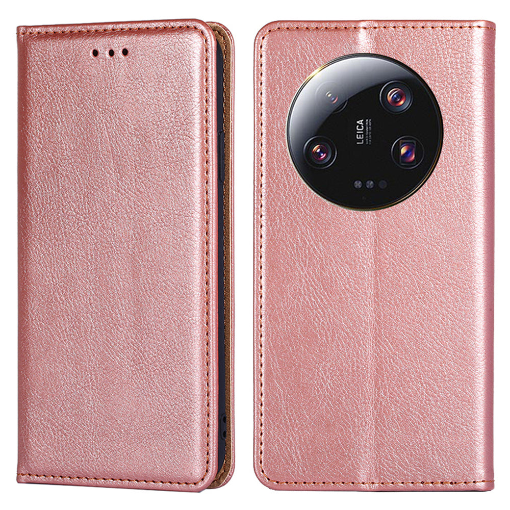 For Xiaomi 13 Ultra Wallet Phone Case PU Leather Solid Color Magnetic Closing Stand Smartphone Cover