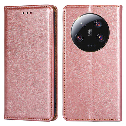 For Xiaomi 13 Ultra Wallet Phone Case PU Leather Solid Color Magnetic Closing Stand Smartphone Cover