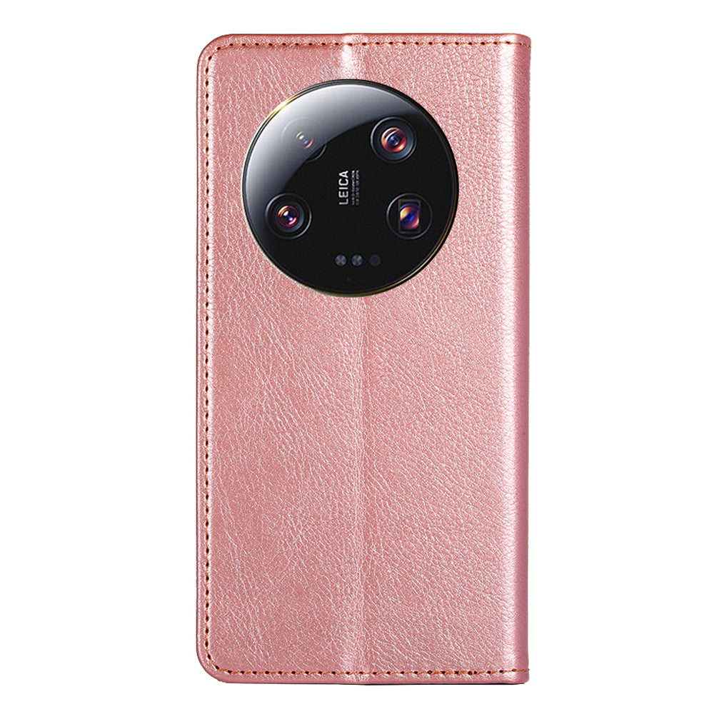 For Xiaomi 13 Ultra Wallet Phone Case PU Leather Solid Color Magnetic Closing Stand Smartphone Cover