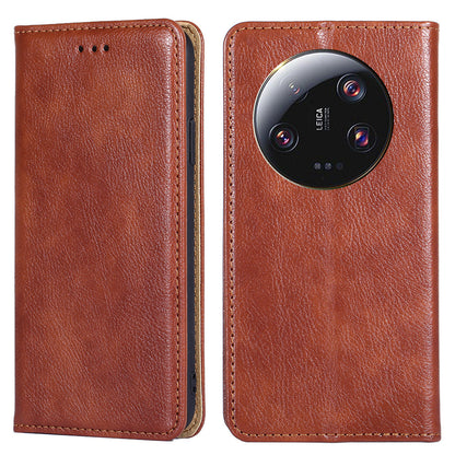 For Xiaomi 13 Ultra Wallet Phone Case PU Leather Solid Color Magnetic Closing Stand Smartphone Cover