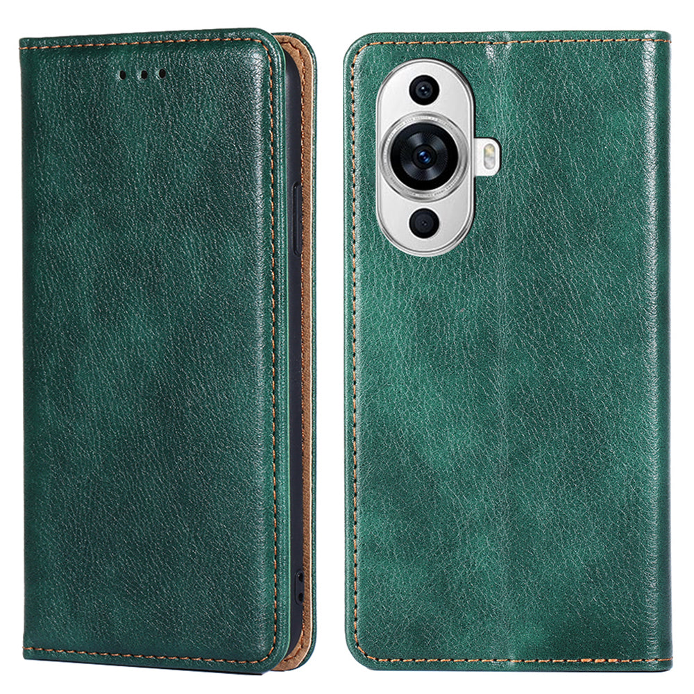 For Huawei nova 11 Magnetic Phone Case Stand Wallet Solid Color PU Leather Phone Cover
