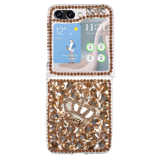 For Samsung Galaxy Z Flip5 5G Phone Case 2-Piece Design Rhinestone Decoration Hard PC Phone Shell