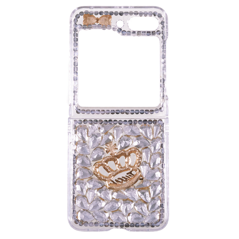For Samsung Galaxy Z Flip5 5G Phone Case 2-Piece Design Rhinestone Decoration Hard PC Phone Shell