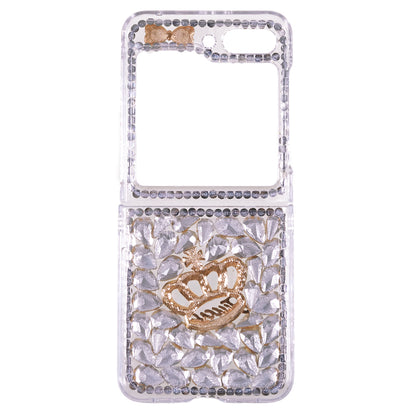 For Samsung Galaxy Z Flip5 5G Phone Case 2-Piece Design Rhinestone Decoration Hard PC Phone Shell