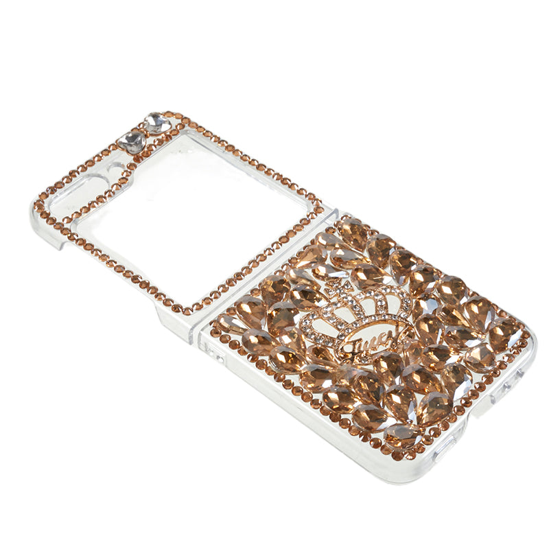 For Samsung Galaxy Z Flip5 5G Phone Case 2-Piece Design Rhinestone Decoration Hard PC Phone Shell