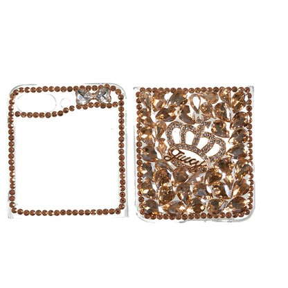 For Samsung Galaxy Z Flip5 5G Phone Case 2-Piece Design Rhinestone Decoration Hard PC Phone Shell