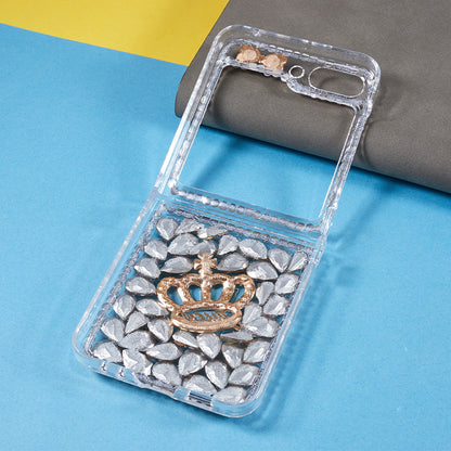 For Samsung Galaxy Z Flip5 5G Phone Case 2-Piece Design Rhinestone Decoration Hard PC Phone Shell