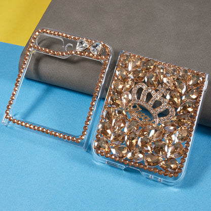 For Samsung Galaxy Z Flip5 5G Phone Case 2-Piece Design Rhinestone Decoration Hard PC Phone Shell