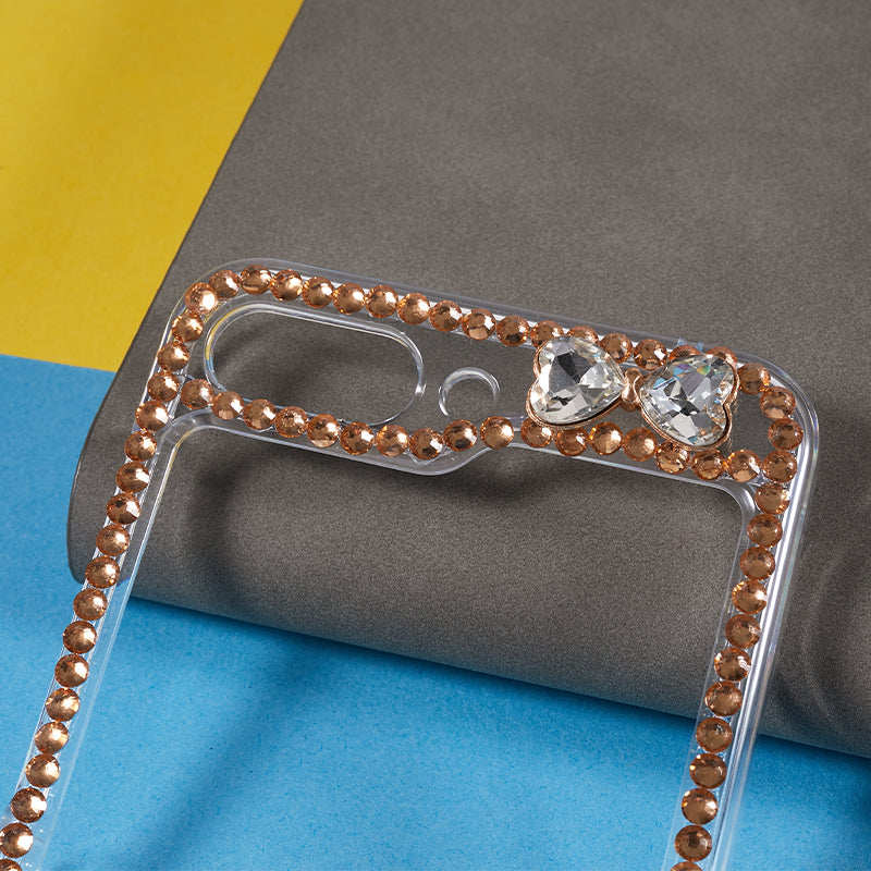 For Samsung Galaxy Z Flip5 5G Phone Case 2-Piece Design Rhinestone Decoration Hard PC Phone Shell