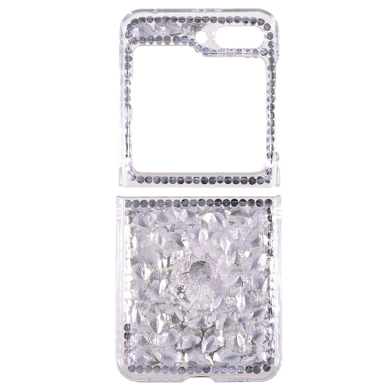 For Samsung Galaxy Z Flip5 5G Phone Case 2-Piece Design Rhinestone Decoration Hard PC Phone Shell