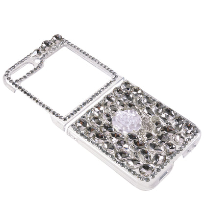 For Samsung Galaxy Z Flip5 5G Phone Case 2-Piece Design Rhinestone Decoration Hard PC Phone Shell