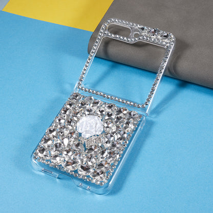 For Samsung Galaxy Z Flip5 5G Phone Case 2-Piece Design Rhinestone Decoration Hard PC Phone Shell