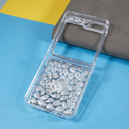 For Samsung Galaxy Z Flip5 5G Phone Case 2-Piece Design Rhinestone Decoration Hard PC Phone Shell