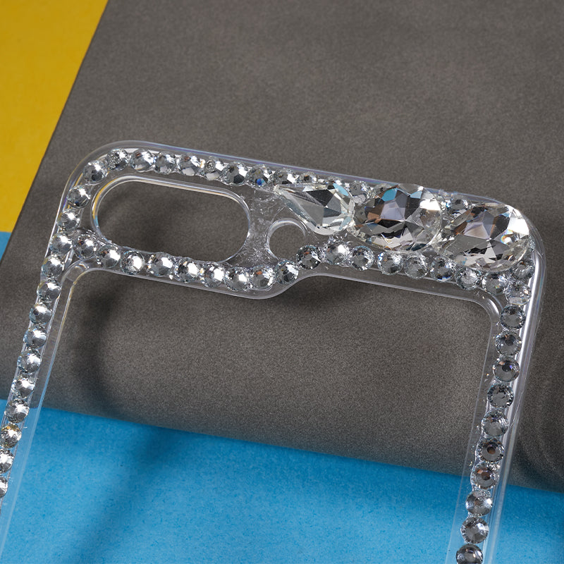 For Samsung Galaxy Z Flip5 5G Phone Case 2-Piece Design Rhinestone Decoration Hard PC Phone Shell