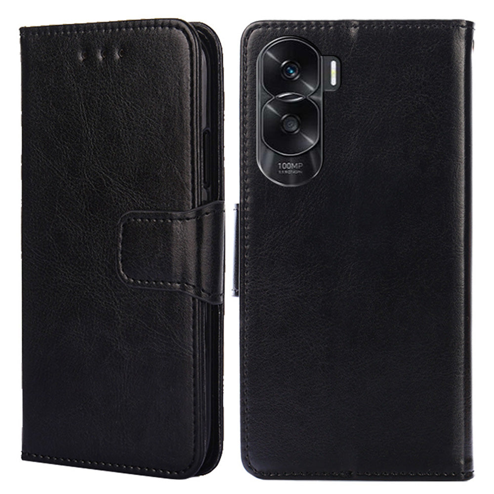 For Honor X50i 5G / 90 Lite 5G Textured Leather Wallet Stand Cover Shockproof Phone Case