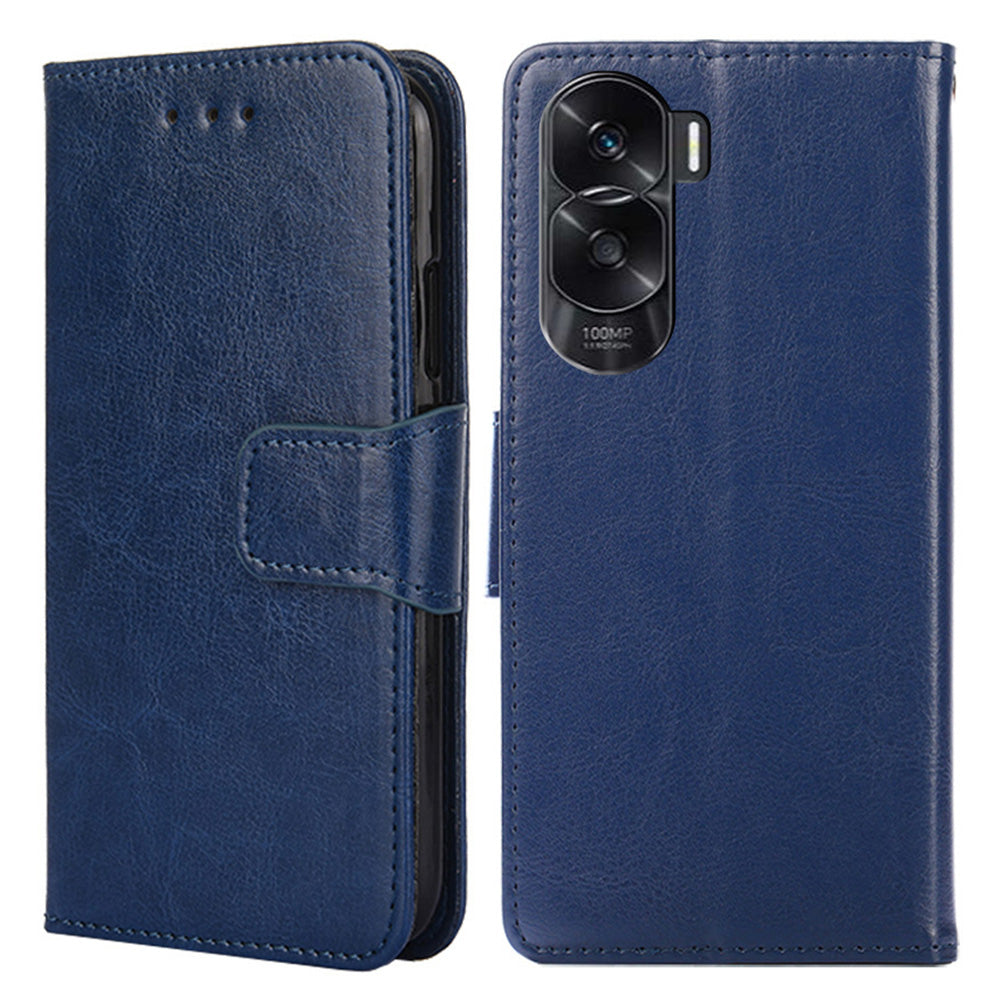 For Honor X50i 5G / 90 Lite 5G Textured Leather Wallet Stand Cover Shockproof Phone Case