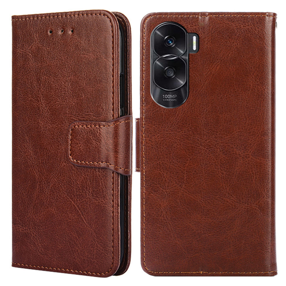 For Honor X50i 5G / 90 Lite 5G Textured Leather Wallet Stand Cover Shockproof Phone Case