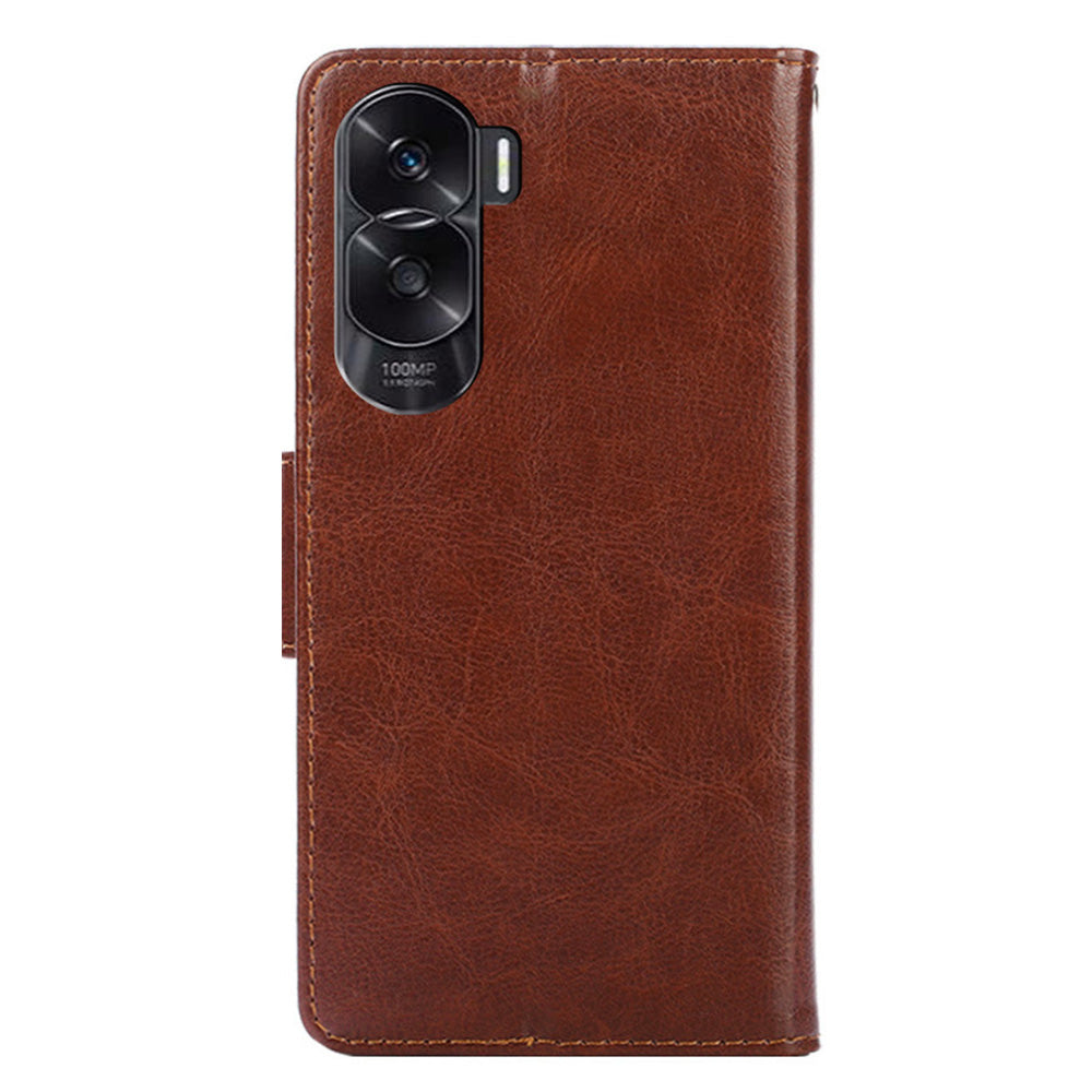 For Honor X50i 5G / 90 Lite 5G Textured Leather Wallet Stand Cover Shockproof Phone Case