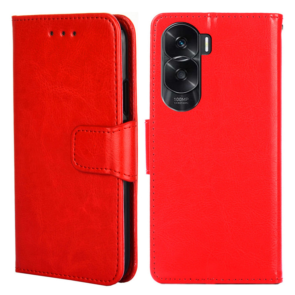 For Honor X50i 5G / 90 Lite 5G Textured Leather Wallet Stand Cover Shockproof Phone Case