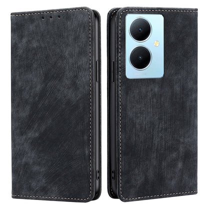 For vivo Y78+ 5G RFID Blocking Wallet PU Leather Phone Case Magnetic Stand Phone Cover