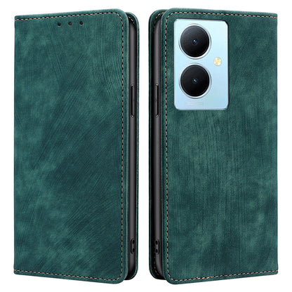 For vivo Y78+ 5G RFID Blocking Wallet PU Leather Phone Case Magnetic Stand Phone Cover