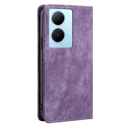 For vivo Y78+ 5G RFID Blocking Wallet PU Leather Phone Case Magnetic Stand Phone Cover