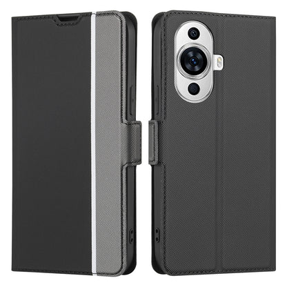 For Huawei nova 11 Card Holder Twill Texture Phone Cover Stand TPU+PU Leather Smartphone Case