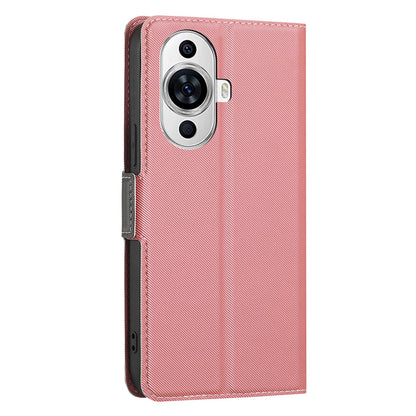 For Huawei nova 11 Card Holder Twill Texture Phone Cover Stand TPU+PU Leather Smartphone Case