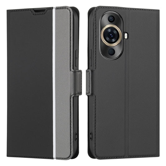 For Huawei nova 11 Pro / nova 11 Ultra Mobile Phone Case Twill Texture Card Holder Stand PU Leather Phone Cover