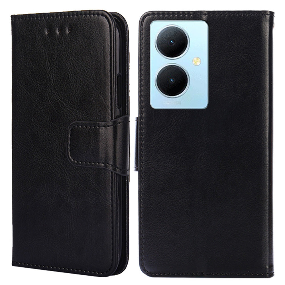 Anti-Scratch Textured Leather Wallet Case for vivo Y78+ 5G Stand Cover Shockproof Phone Protector