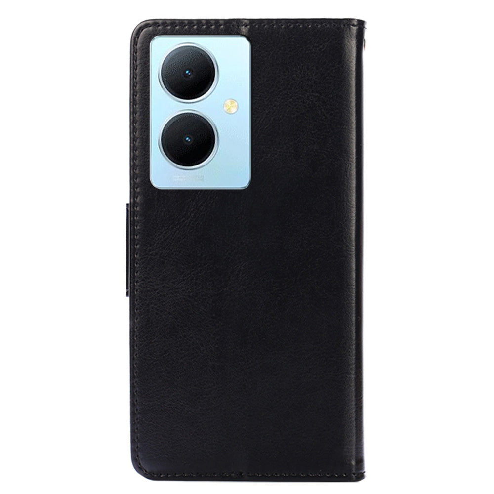 Anti-Scratch Textured Leather Wallet Case for vivo Y78+ 5G Stand Cover Shockproof Phone Protector
