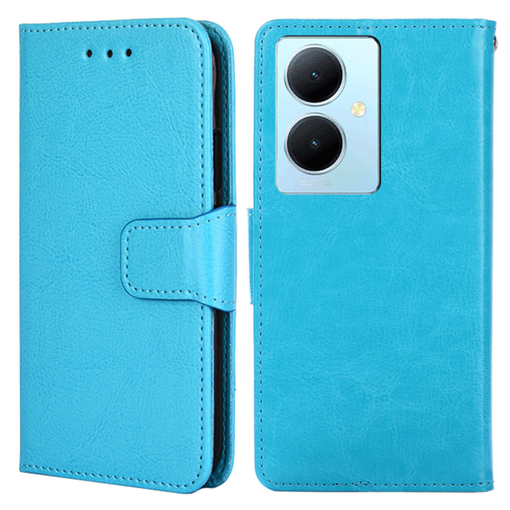 Anti-Scratch Textured Leather Wallet Case for vivo Y78+ 5G Stand Cover Shockproof Phone Protector