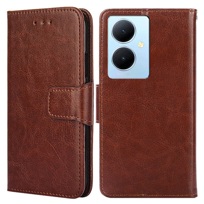 Anti-Scratch Textured Leather Wallet Case for vivo Y78+ 5G Stand Cover Shockproof Phone Protector