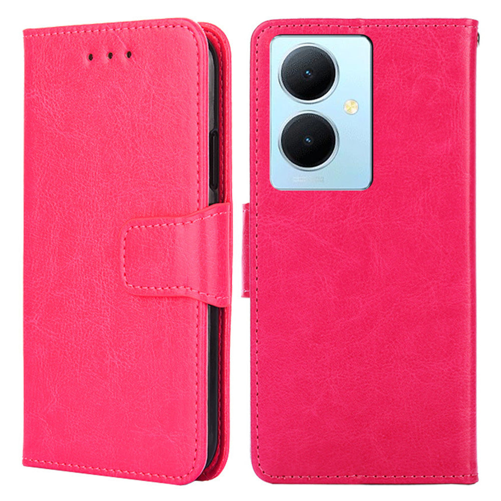 Anti-Scratch Textured Leather Wallet Case for vivo Y78+ 5G Stand Cover Shockproof Phone Protector