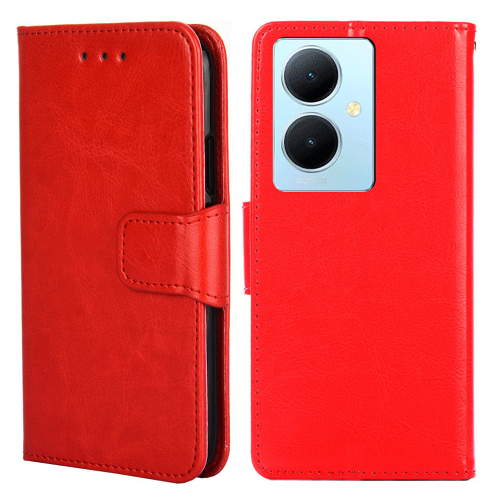 Anti-Scratch Textured Leather Wallet Case for vivo Y78+ 5G Stand Cover Shockproof Phone Protector