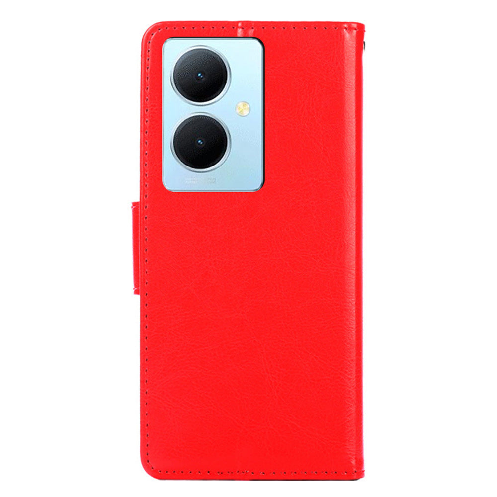 Anti-Scratch Textured Leather Wallet Case for vivo Y78+ 5G Stand Cover Shockproof Phone Protector