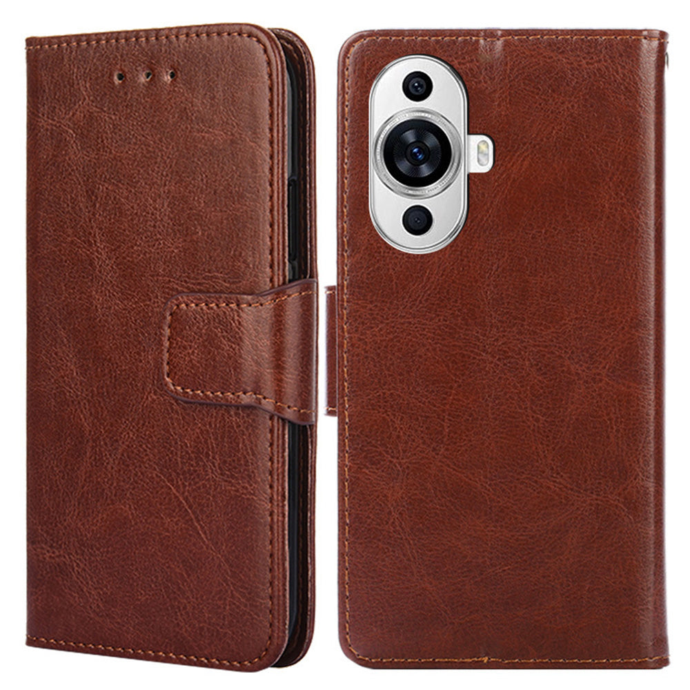 For Huawei nova 11 Anti-Fingerprint Phone Cover Textured Leather Wallet Stand Cell Phone Case